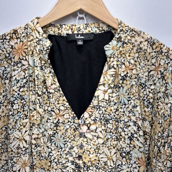 Lulus Season of Blooms Cream Multi Floral Print Size Small Balloon Sleeve - Picture 4 of 14